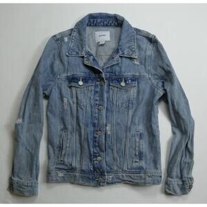 women's OLD NAVY destructed denim jacket, blue, small, NEW